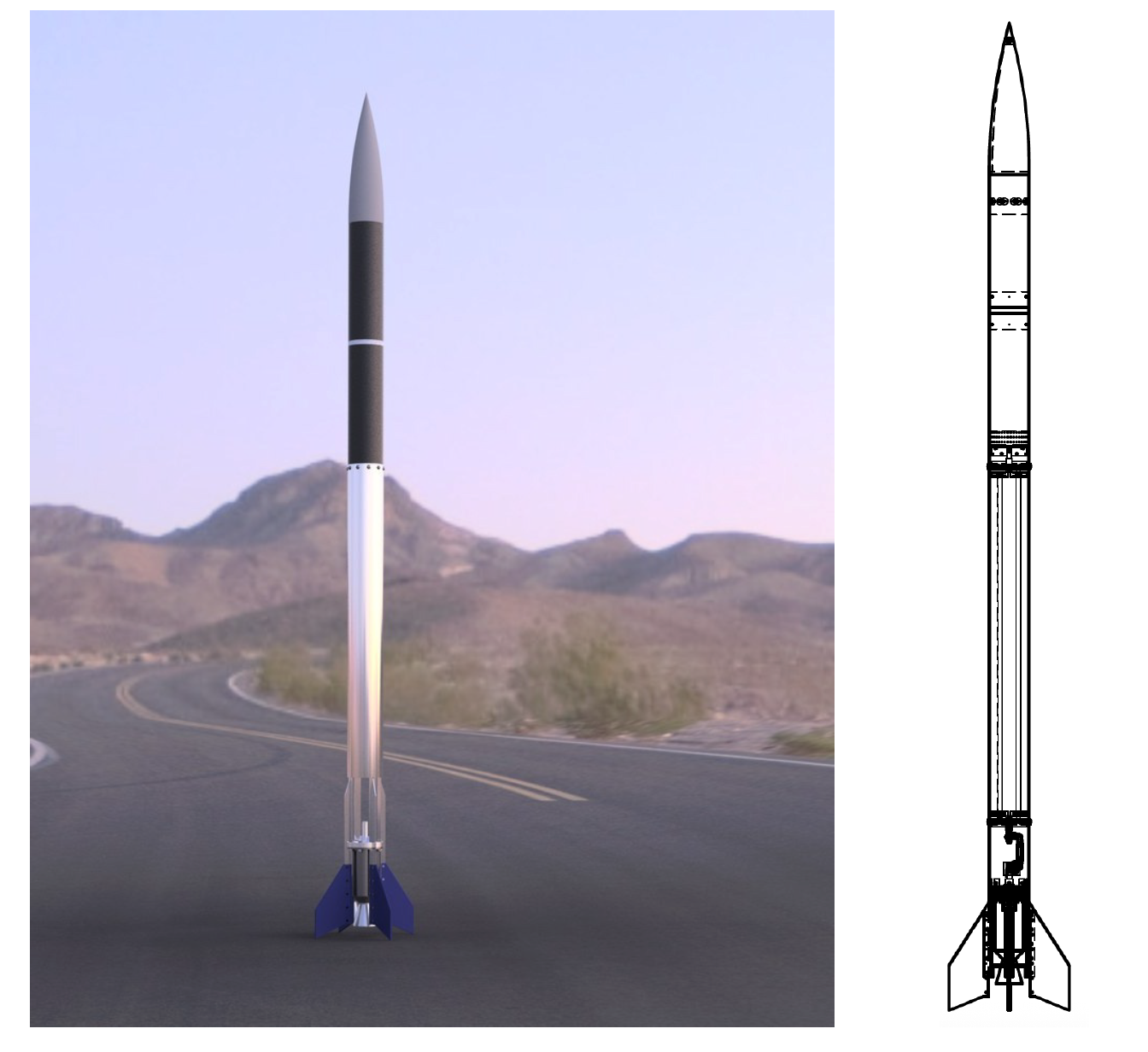Stela I rocket render and layout